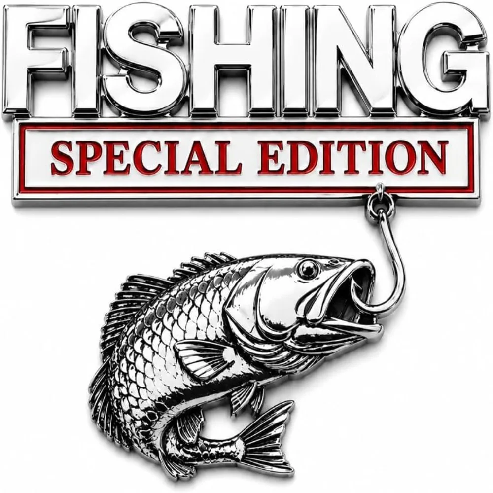 Durable Metal Fishing Emblem Fishing Vehicle Emblem 3D Raised Design Fishing Special Car Emblem Truck Emblem Vehicle Accessories
