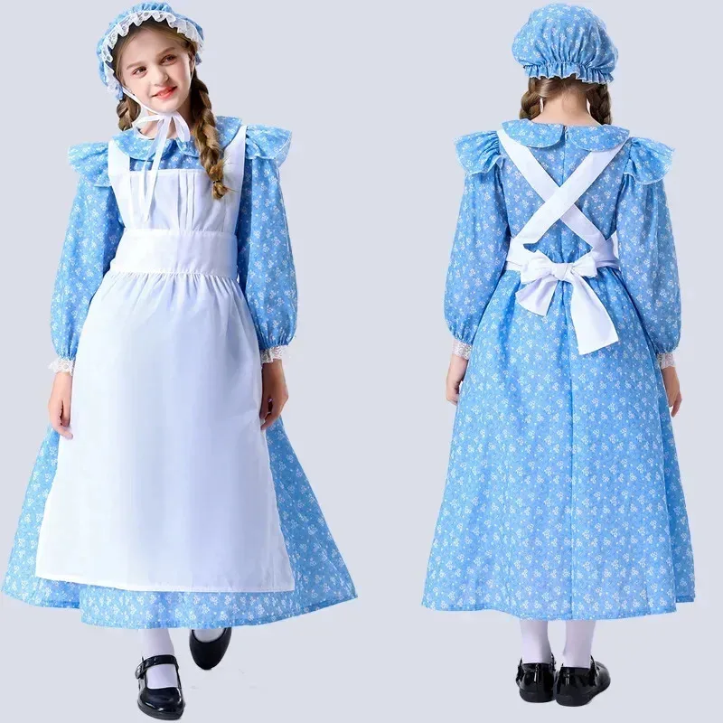 Cosplay per bambini Abito da bambina che vende fiammiferi Costume da palcoscenico coloniale per ragazza Costume da peregrino della prateria