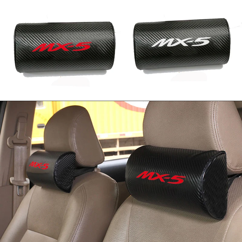 

Carbon Fiber Texture PU Leather Car Seat Head Neck Rest Cushion Neck Support Safety Pillow Headrest Pad for Mazda MX5