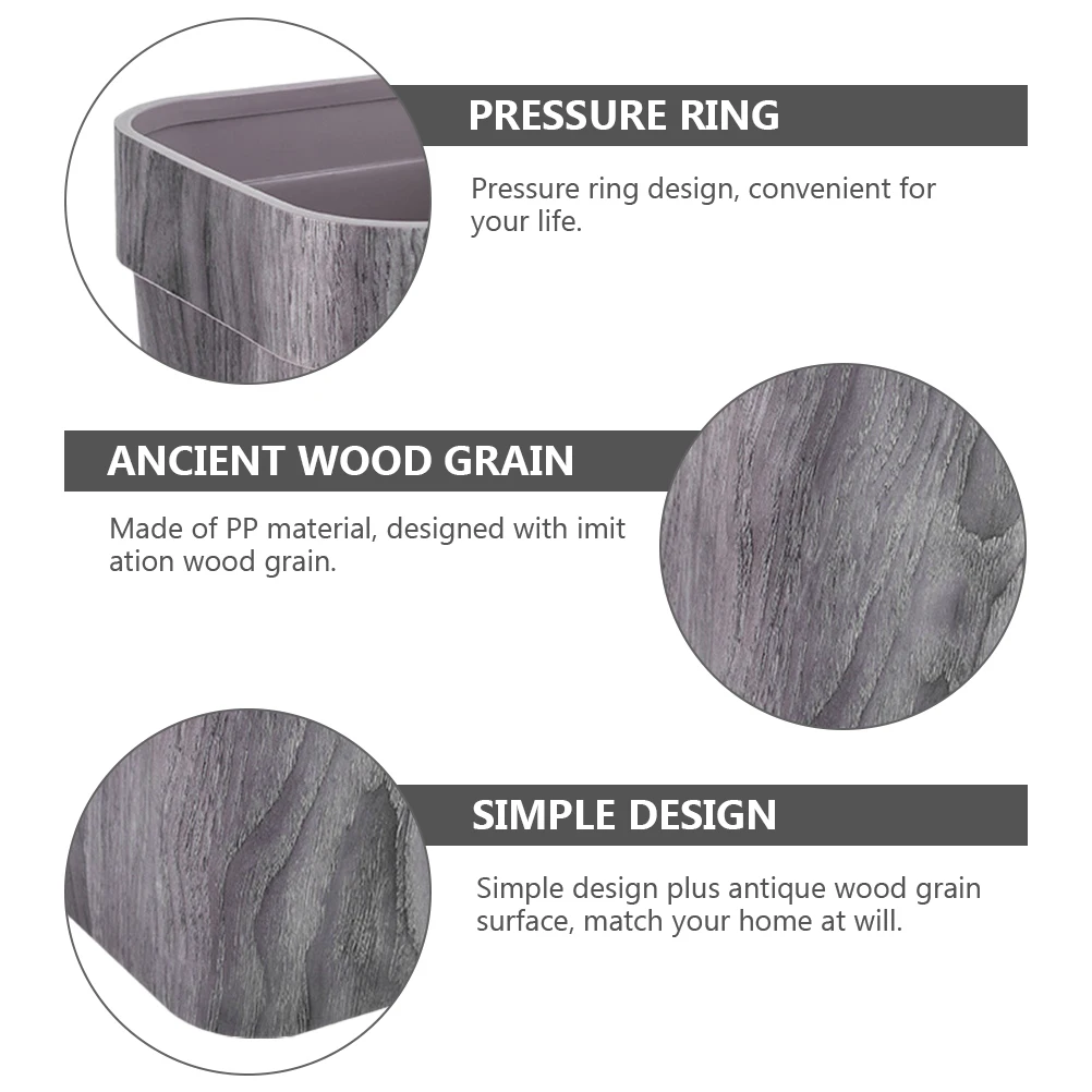 

Imitation Wood Grain Trash Can Orderly Home Wastebasket Small Warm and Comfortable Baskets Pp Plastic