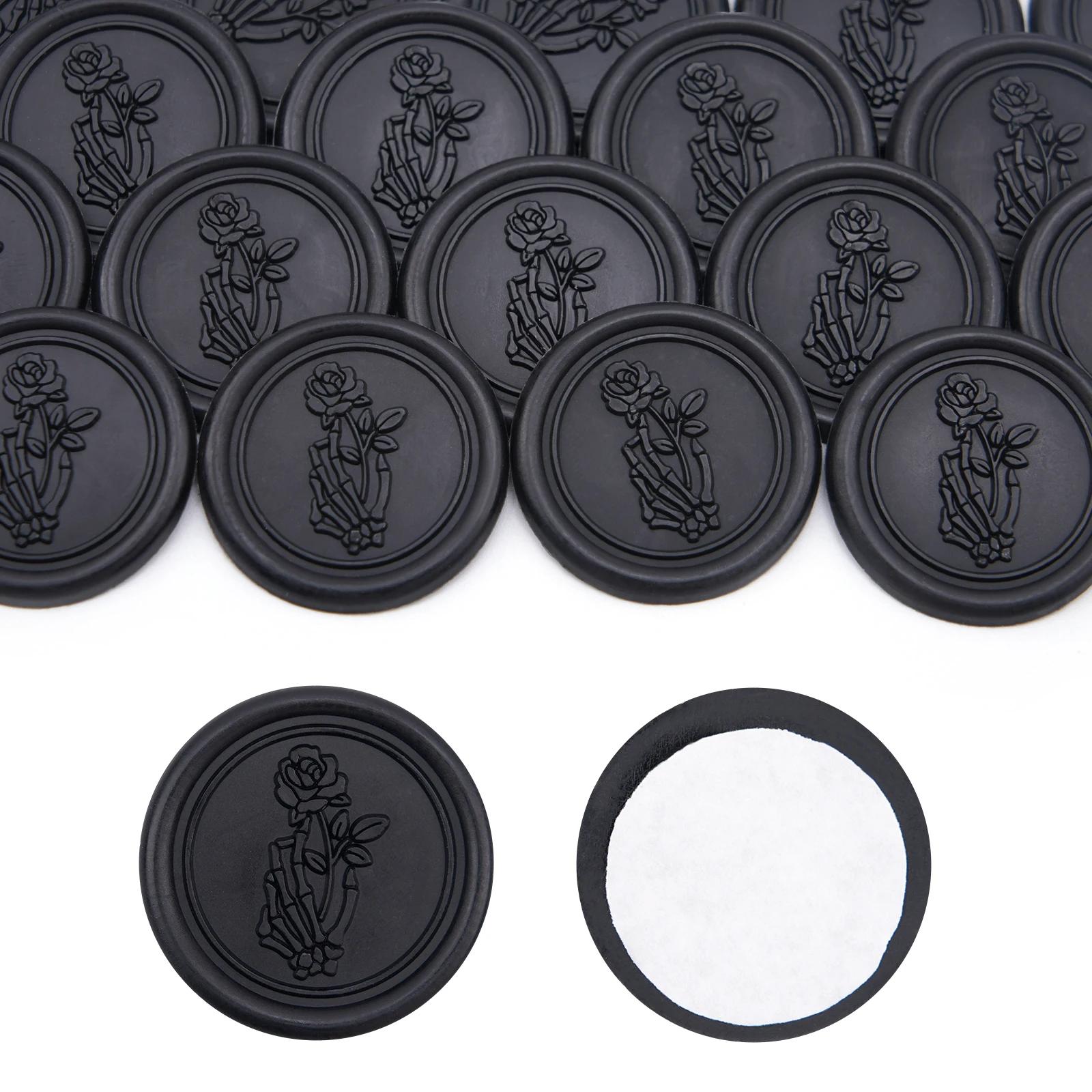 

30-Piece Hand Bone Rose Wax Seal Set Stickers, Self-Adhesive, DIY Wax Seals, Invitations, Fall Stationery, Halloween Card Decor