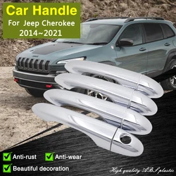 for Jeep Cherokee KL 2014~2021 Luxurious Chrome Smart Door Handle Cover Car Exterior Accessories Decorate Sticker 2015 2016 2017