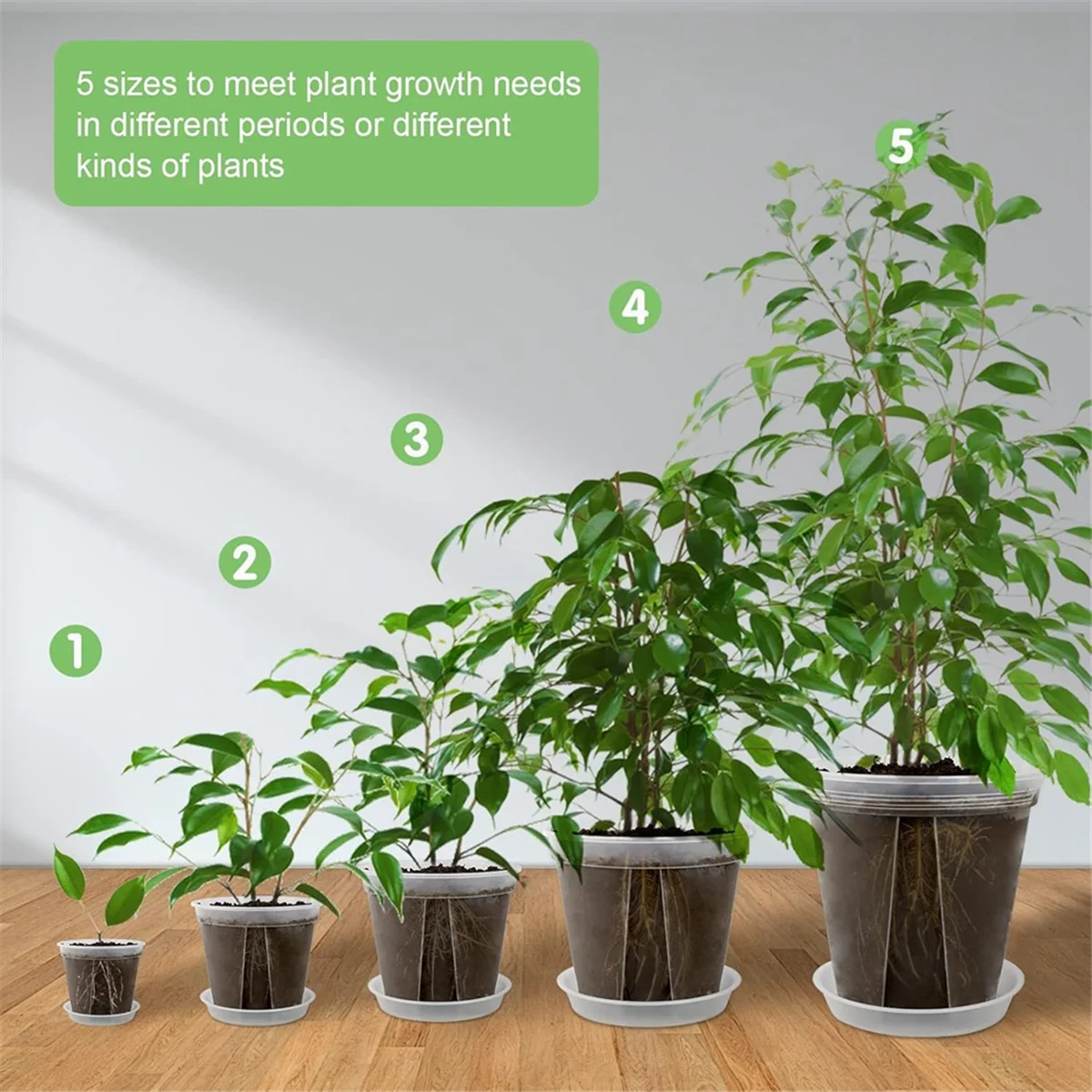 

YHYS прозрачные горшки для растений с блюдцами, 10 шт. 4/5/5,5/6/7 дюймов толстые пластиковые детские горшки для растений с дренажными отверстиями