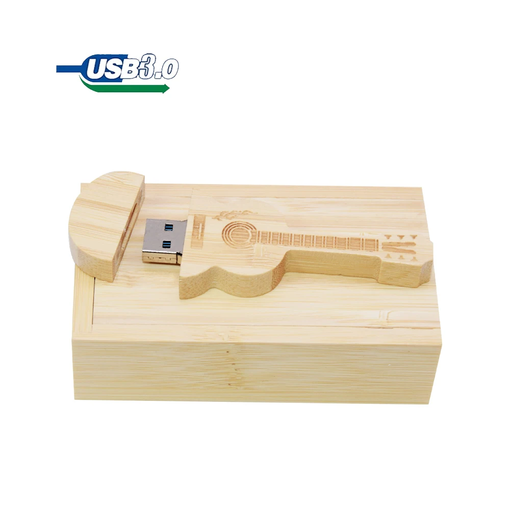 30pcs/lot wooden Guitar Usb 3.0 Flash Drive (Free Logo) gifts pendrive 8GB 16GB 32GB cle usb 64GB 128GB pen drive memory stick