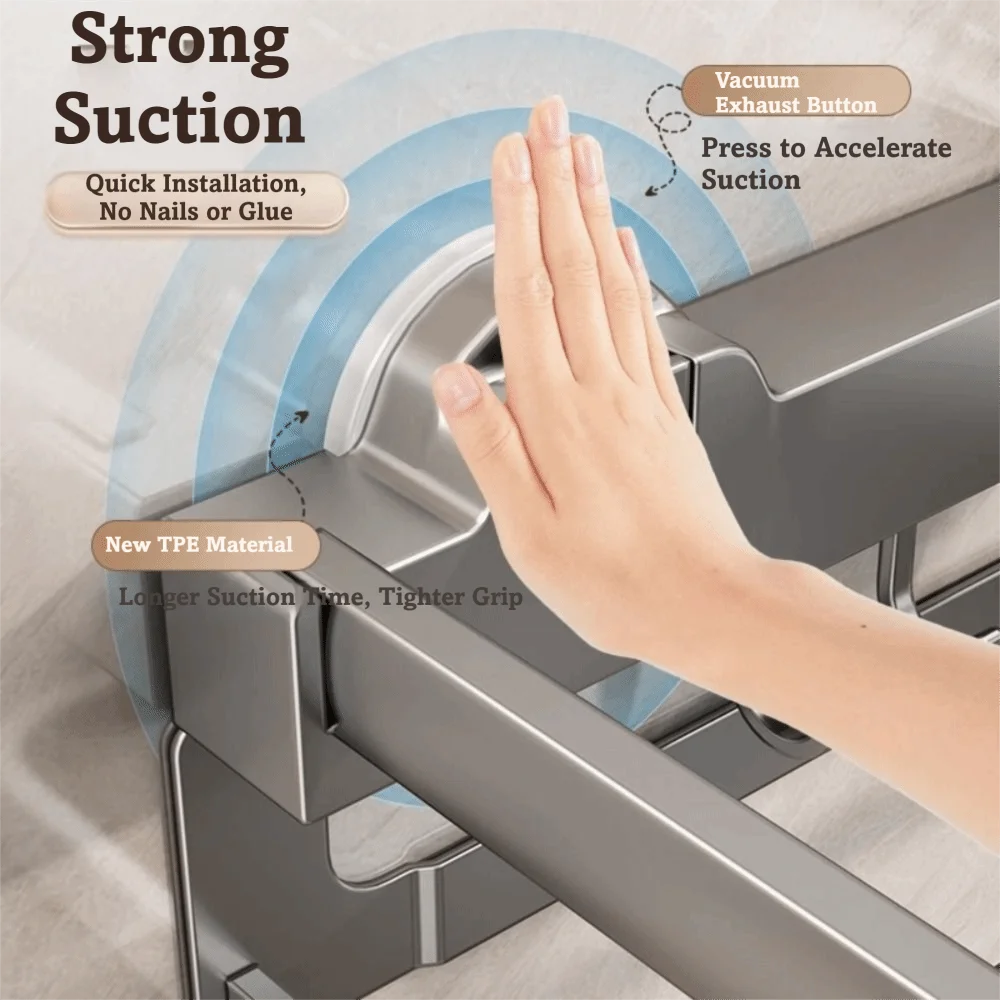 

Suction Cup Type Suction Cup Wall Mounted Hook Wall Mounted Telescopic Punch-Free Washbasin Storage Rack Folding Multifunctional