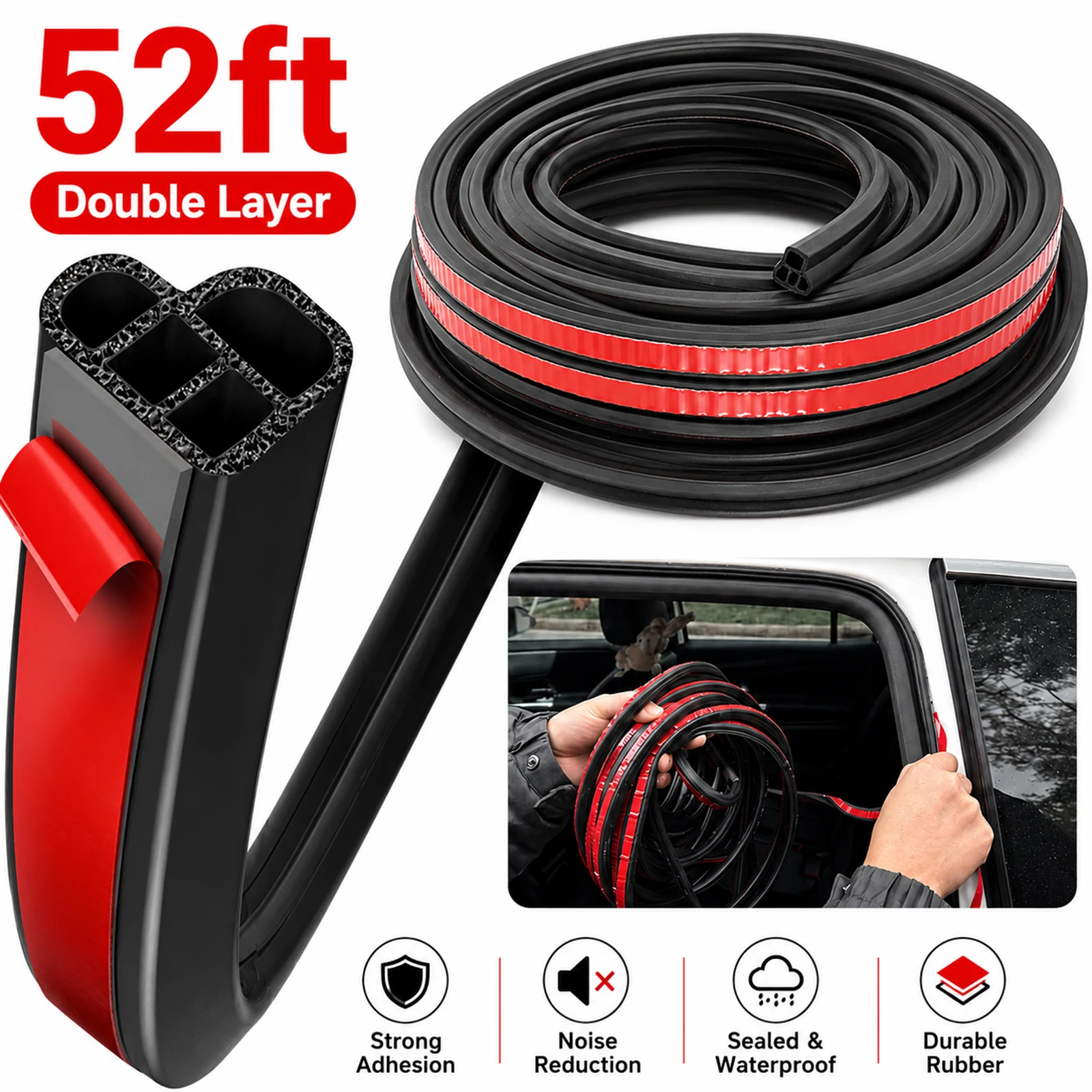 Auto Rubber Weatherstrip Sealing Strip Anti-collision Soundproof Noise Insulation Edge Trim Car Door Trunk Hood B C Column