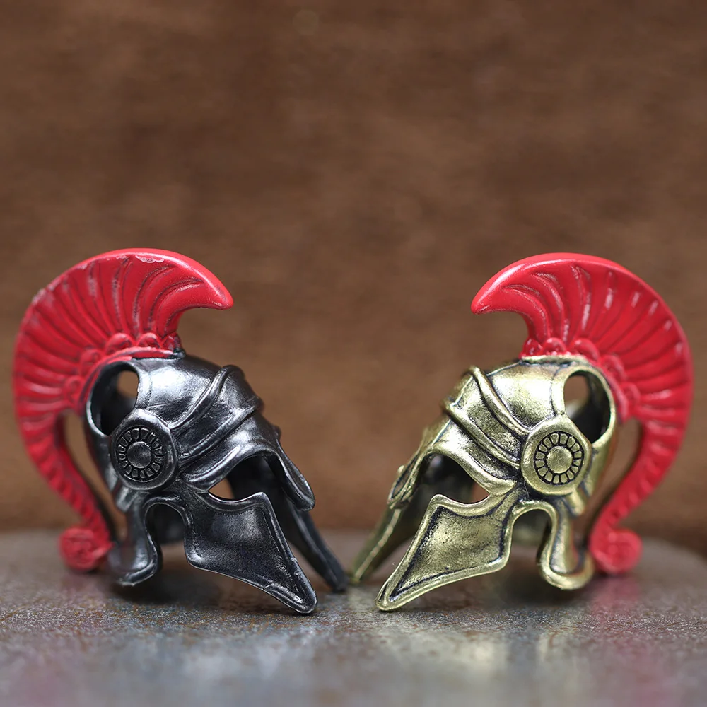 Spartan Roman Warrior Helmet Brass Knife Beads Outdoor EDC DIY Paracord Keychains Lanyard Pendants Woven Bracelets Accessories