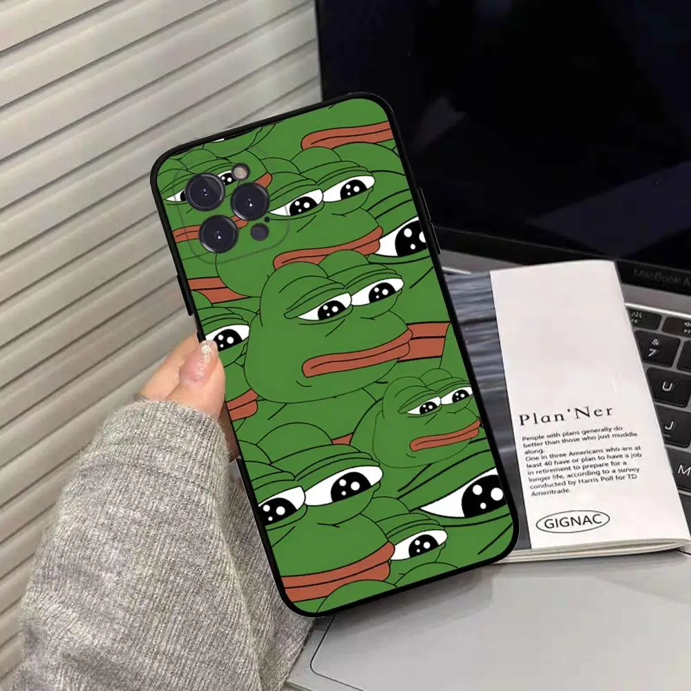 Funny Sad Frog pepe meme Phone Case Silicone Soft for iphone 15 14 13 12 11 Pro Mini XS MAX 8 7 6 Plus X XS XR Cover