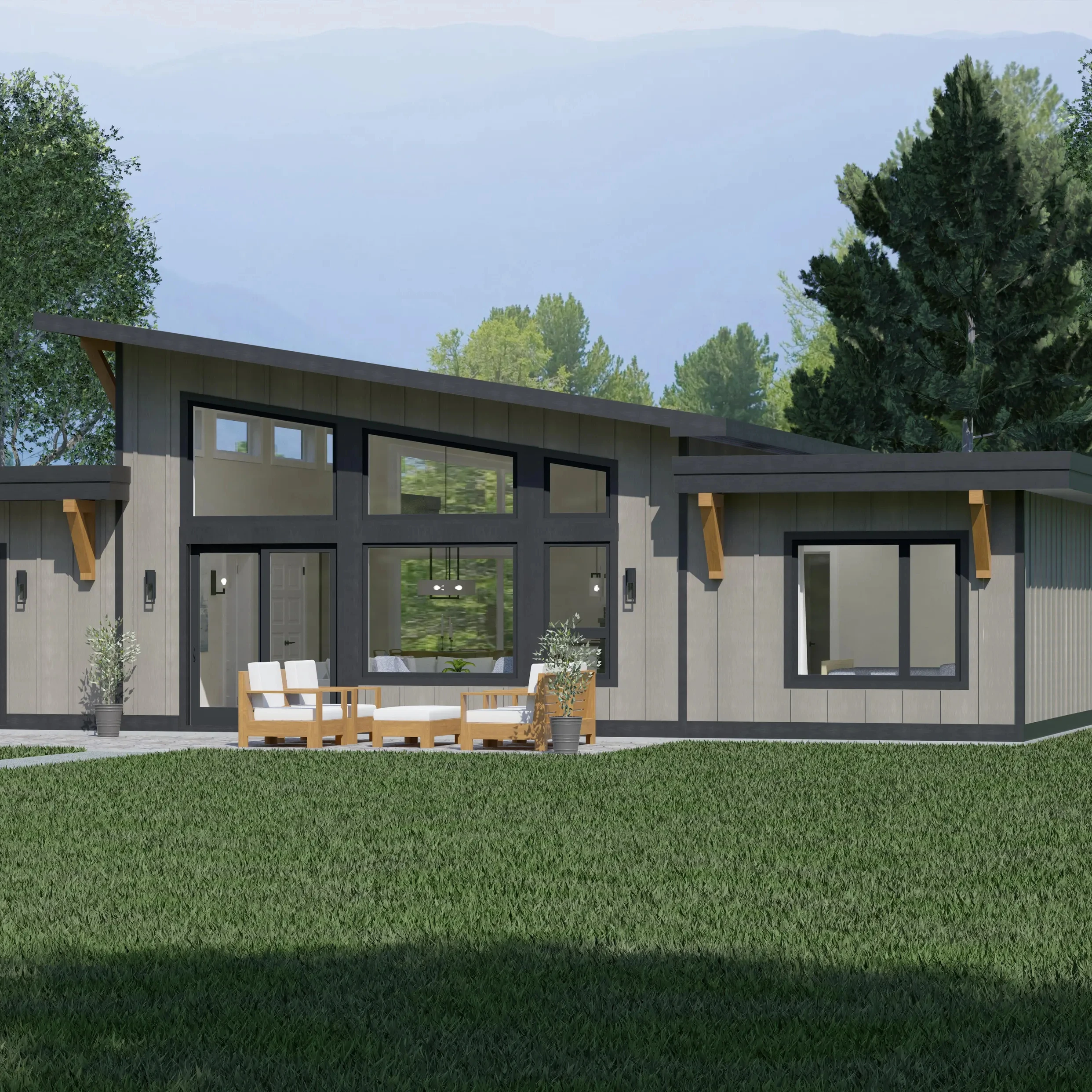 Turnkey Lake View Prefab Cabin Light Gauge Steel Modular House Big Glass Holiday Resort Villa Kits