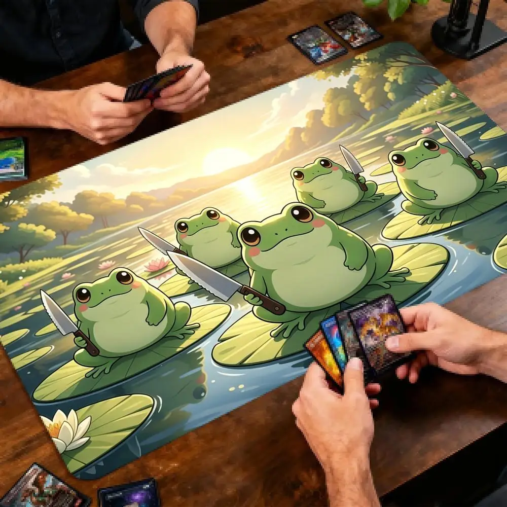 Frog Lotus Design TCG Playmat Magic Card Battle Mat 35X60CM Gathering Gaming Mats Tapete Magic Gaming Play Mat Card Desk Pads