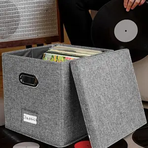 Hộp lưu trữ đĩa vinyl với nắp, nhà tổ chức lưu trữ LP trang trí, hộp di chuyển kháng, album nhạc 8 Vinyl Caixa bán hàng chính - №4