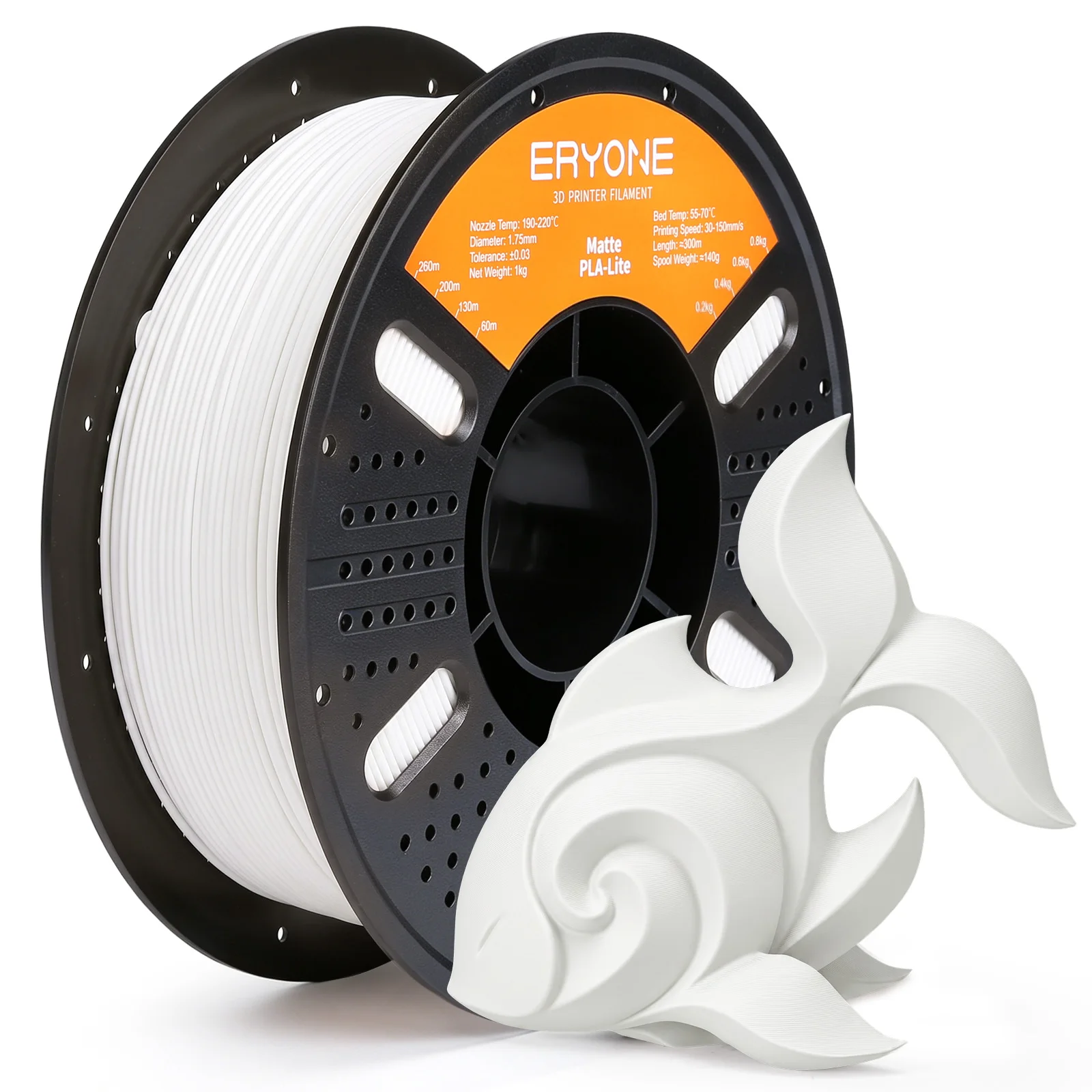 ERYONE 1KG PLA-Lite Mattes Filament 1,75mm, Leichtgewichtiges 3D-Drucker-Filament, Glatter Matter Finish Ohne Schichtlinien, 1kg Spule