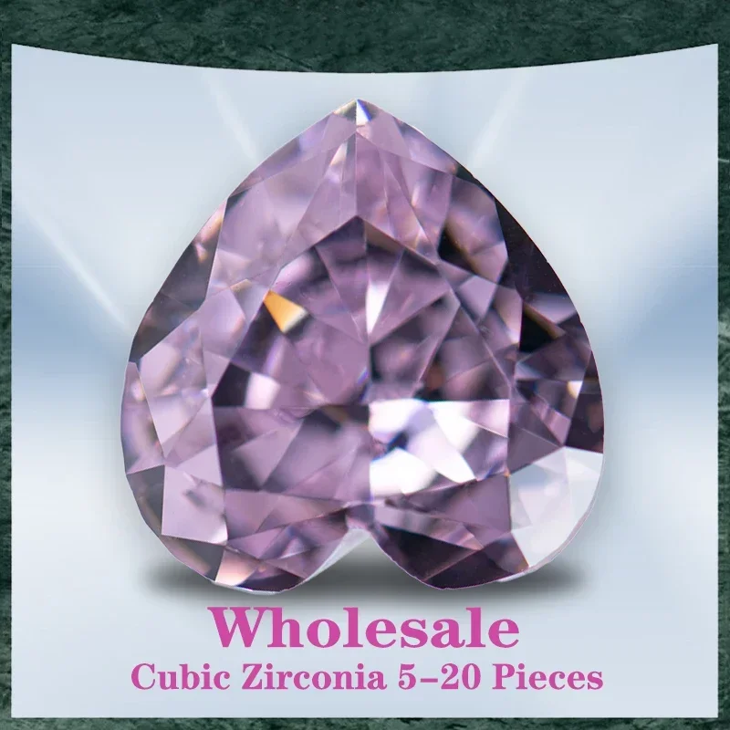 

Cubic Zirconia Wholesale No Certificate Crushed Ice Cut Heart Shape Light Pink Color Charms Beads for Jewelry Making Materials