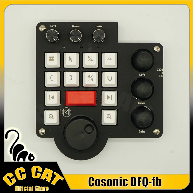 Cosonic DFQ-fb Pr color matching non coding keyboard DaVinci Resolve with 3joysticks can use USB with 3knob mini keyboard office