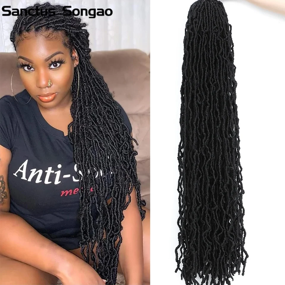 Synthetic New Faux Locs Crochet Hair Humain Hair 18 24 36 Inch Soft Goddess Braiding Dreadlocks Hair Extension For Black Women