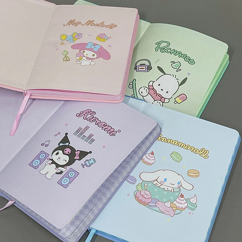 New Kawaii Sanrio Pochacco Cartoon Printed Notebook Anime Cinnamoroll My Melody Leather Hard Case Diary Book B6 Office Plan Book