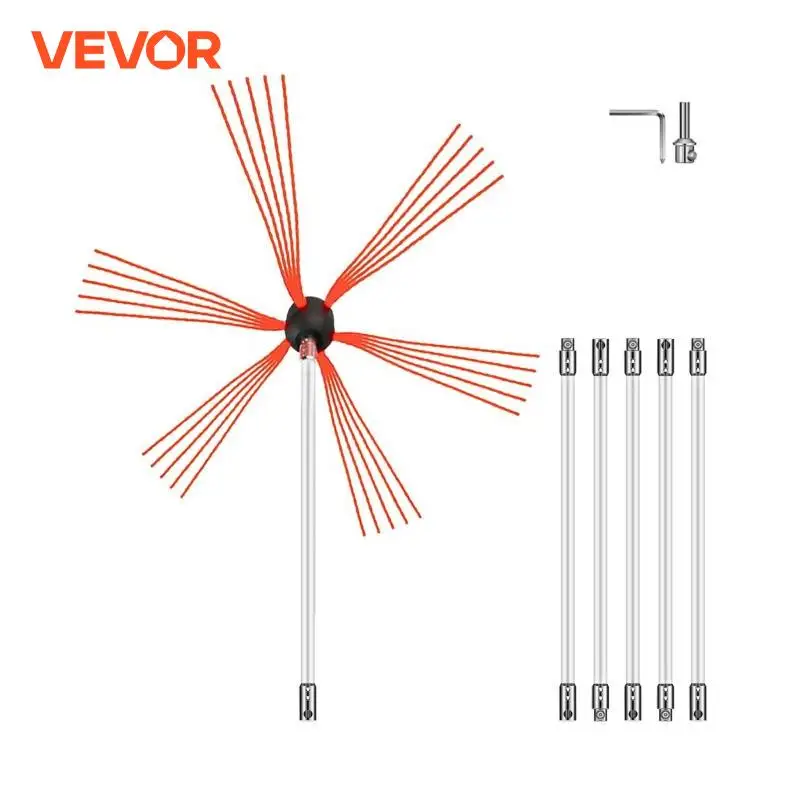 VEVOR-Kit de barrido para limpiador de chimenea, taladro eléctrico de nailon, varilla Flexible, cabezal de Cepillo giratorio para barrer el hollín de la chimenea