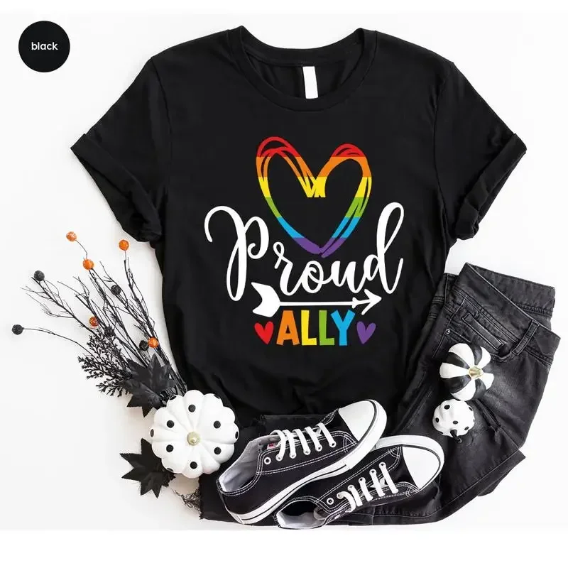 Prideful T Shirt Heart Grrapic Human Rights Queer Rainbow Pride Be Kind LGBTQ Flag