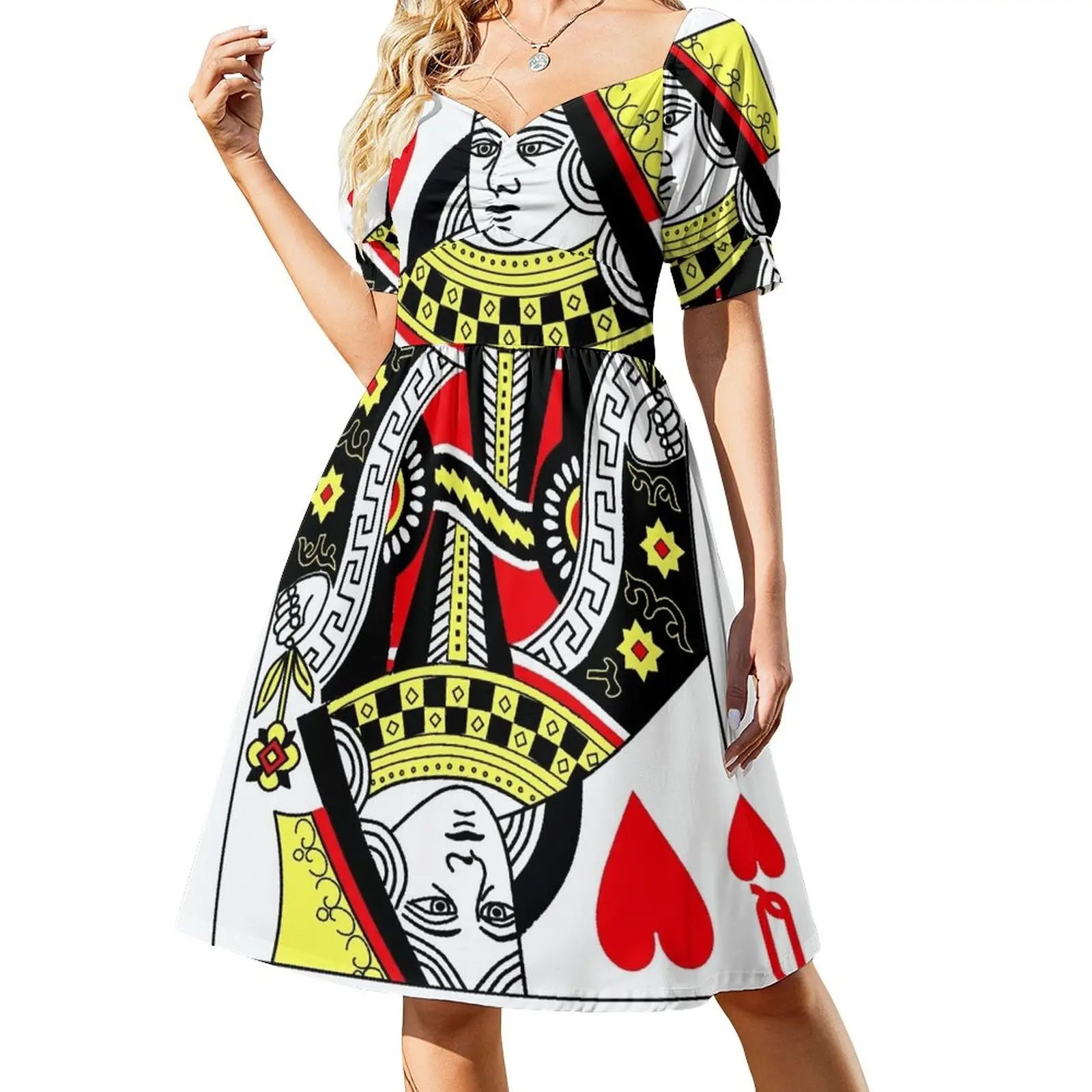 

Queen of Hearts Classic Card Deck Casino Poker Q Hearts Dress summer clothes Woman clothes