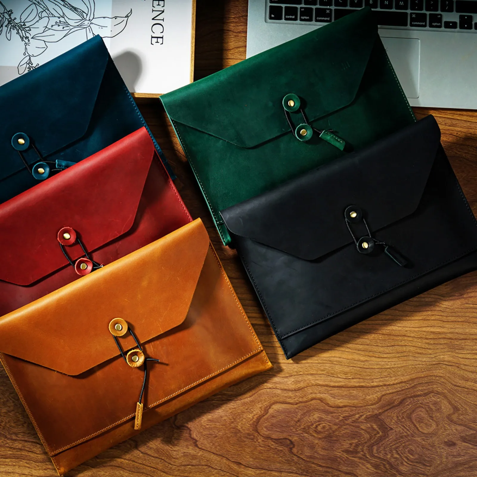 เคสหนังแท้สำหรับ iPad พร้อมช่องเก็บเอกสาร - แฟ้มเก็บเอกสารอเนกประสงค์พร้อมช่องใส่บัตร