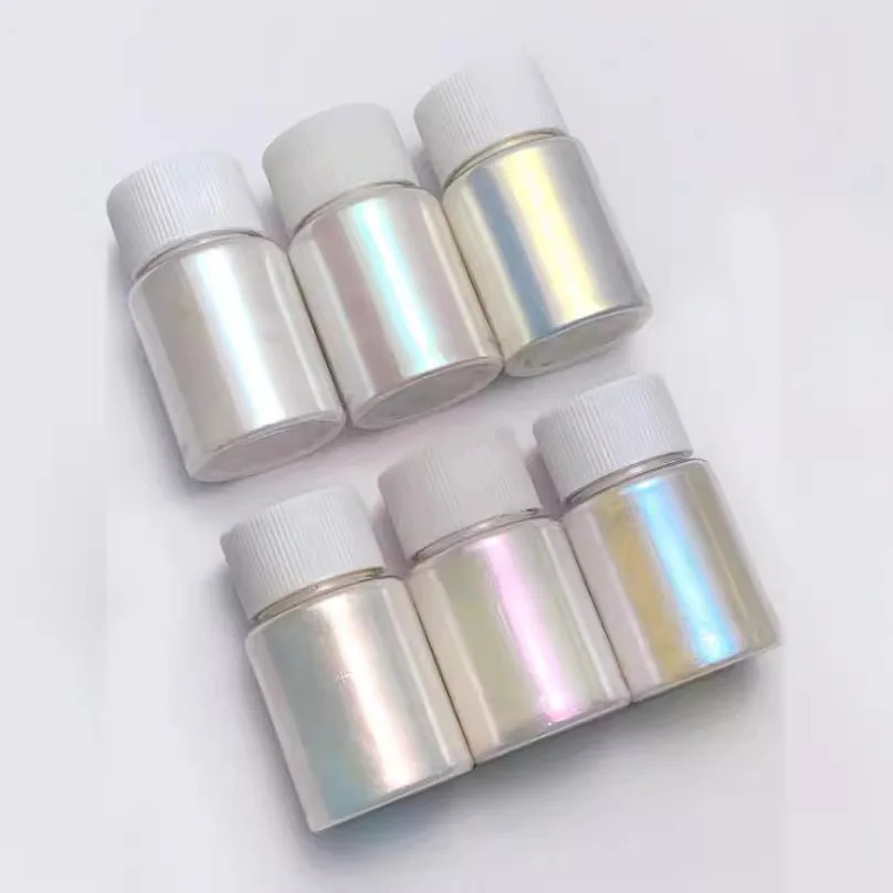 6Boxes/Set Aurora Nail Powder Pearl Glitter Pigment Dust Effect UV Gel Polish Chrome Nail Art AB Color Dipping Powder Decoration