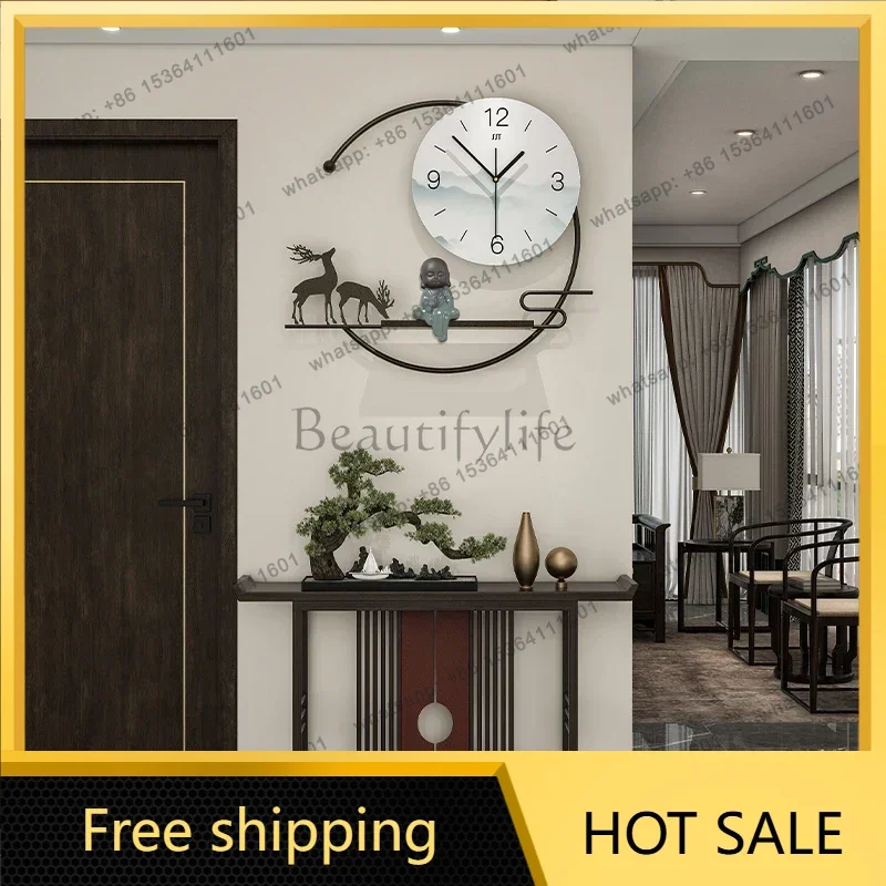 LJY Large Round Metal Wall Clock Modern Minimalist Silent Easy Read for Restaurant Kitchen Office Industrial Loft Decor