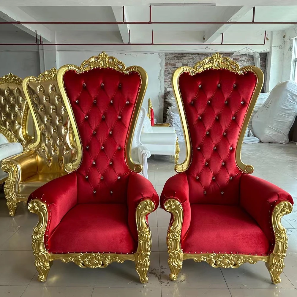 Luxury Royal Style High quality king red throne chair and queen for wedding