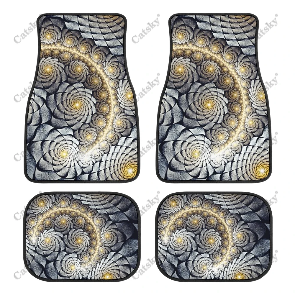 

Abstract Fractal Car Floor Mat Vintage Black Carpet Anti-Slip Rubber Mat Pack of 4 Auto Accessiores for Car SUV Van