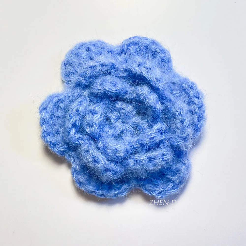 

ZHEN-D 100% Handmade Mohair Crochet Flowers 3D Hand-knitted Brooch Pin Sweater girl kid Clothes Bags Traditional Decoration