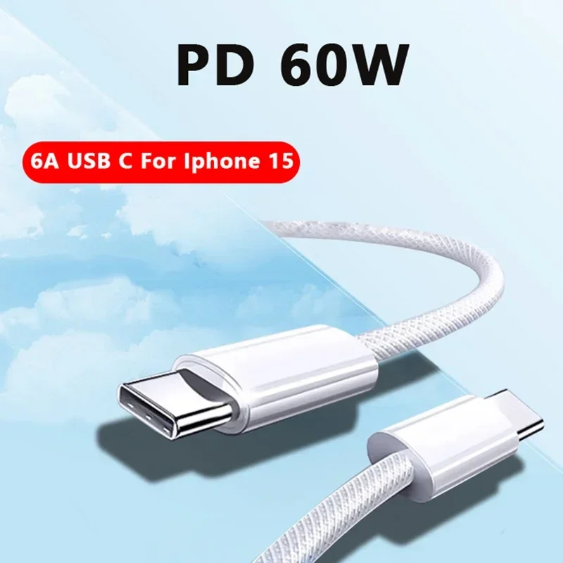 

100pcs 60W 3A USB Type C to C Data PD Cable For iPhone 15 Xiaomi Poco Fast Charging USB C Cable Type C Data Charge Cord Wire 20V