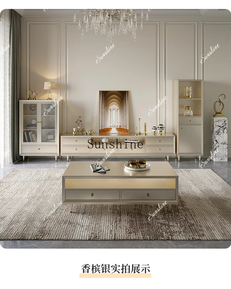 

Solid wood TV cabinet, modern storage and storage integrated living room special household small apartment, simple and advanced