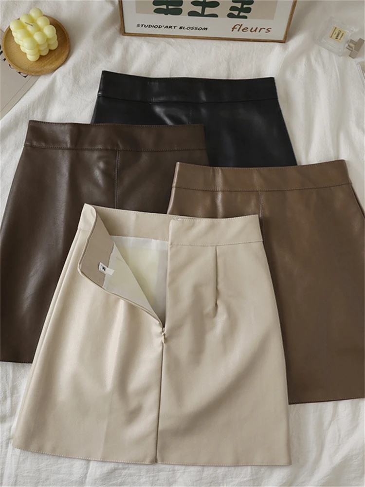 

plus Size PU Skirt High Waist A-Line for Plump Women Summer New Sle Bla Hip Covering ort Skirt Slimming Bodycon Skirt