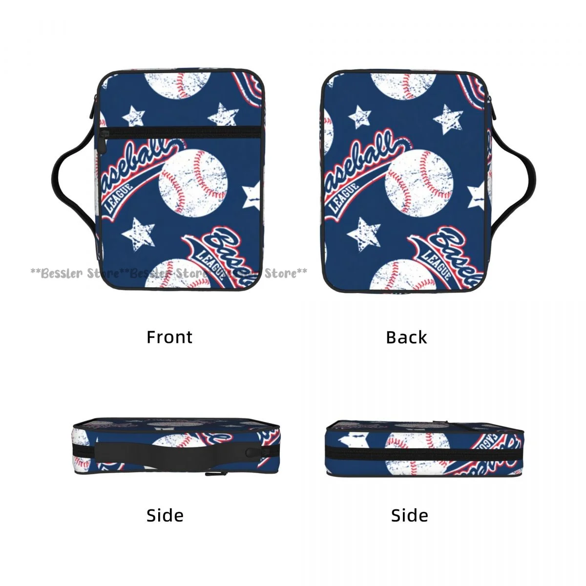 Bible Cover Carrying Book Case Church Bag Baseball Stars Bible Protective with Handle Zipper Pocket Tablet Handbag view 2