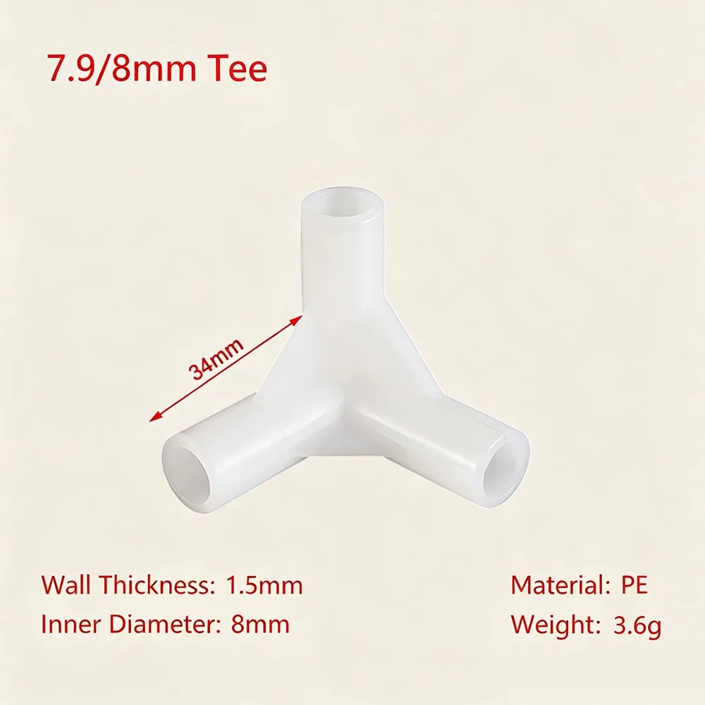 5pcs 8mm Plastic Pipe Joint Connector White Black Two way 90 Degree Tee Way Elbow Connector Plant Support