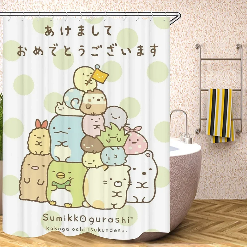 Sumikko Gurashi Curtains in the Bathroom Sets Full Set Shower Shower Curtain for Quarto Folding Partition Accessories Bath Home