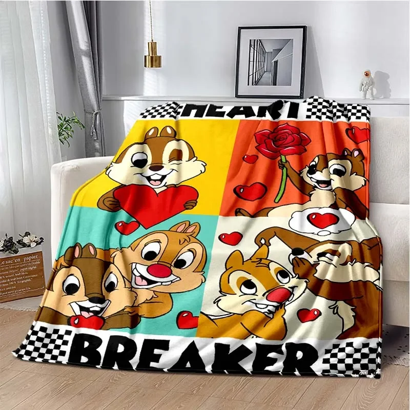 Disney Chip&Dale Cartoon Anime kawai Blanket for Super Soft Cute Blanket for Travel Bedding Couch Sofa Bed Blanket Birthday Gift