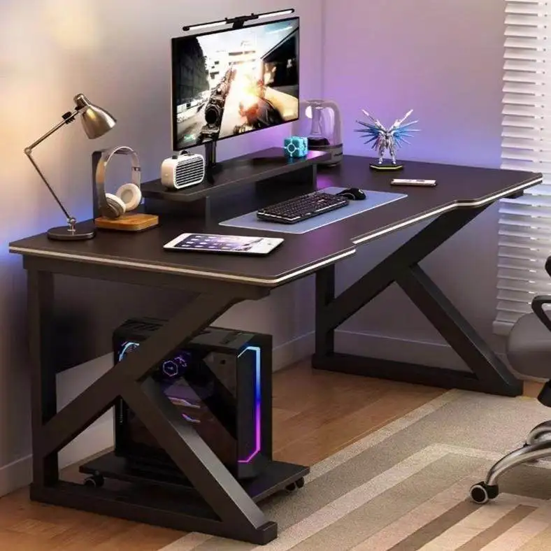

Modern X-shaped PVC Study Desk for Desktop Computers Writing Office Use in Bedroom and Home Office Furniture