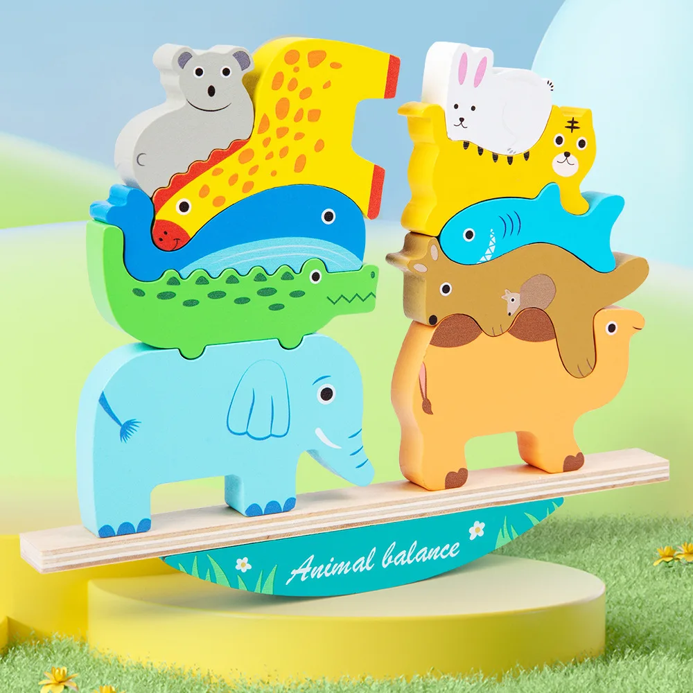 Animal Stacking Music Wooden Balance Stacking High Building Blocks Children's Early Education Puzzle Building Blocks Toy