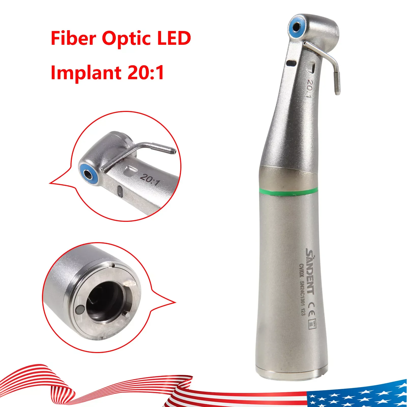 Dental Implant Surgical Handpiece 20:1(Fiber Optic LED) Contra Angle Fit NSK Implant Motor view 4
