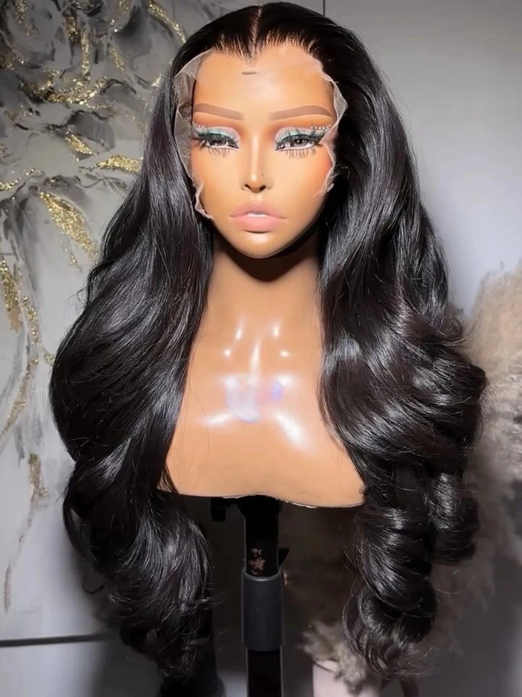 

Loose Wave 13X4X1 HD Full Lace Frontal Synthetic Wigs For Black Women Preplucked Bleached Knots Baby Hair Party Daily Wedding