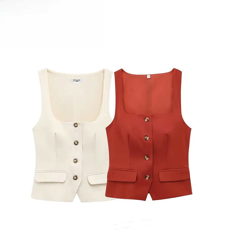 

ZAB Autumn New Women's Faion Design Button up Top Slim Fit Sle No Sve Polyester Fiber Commute irt Pure Color
