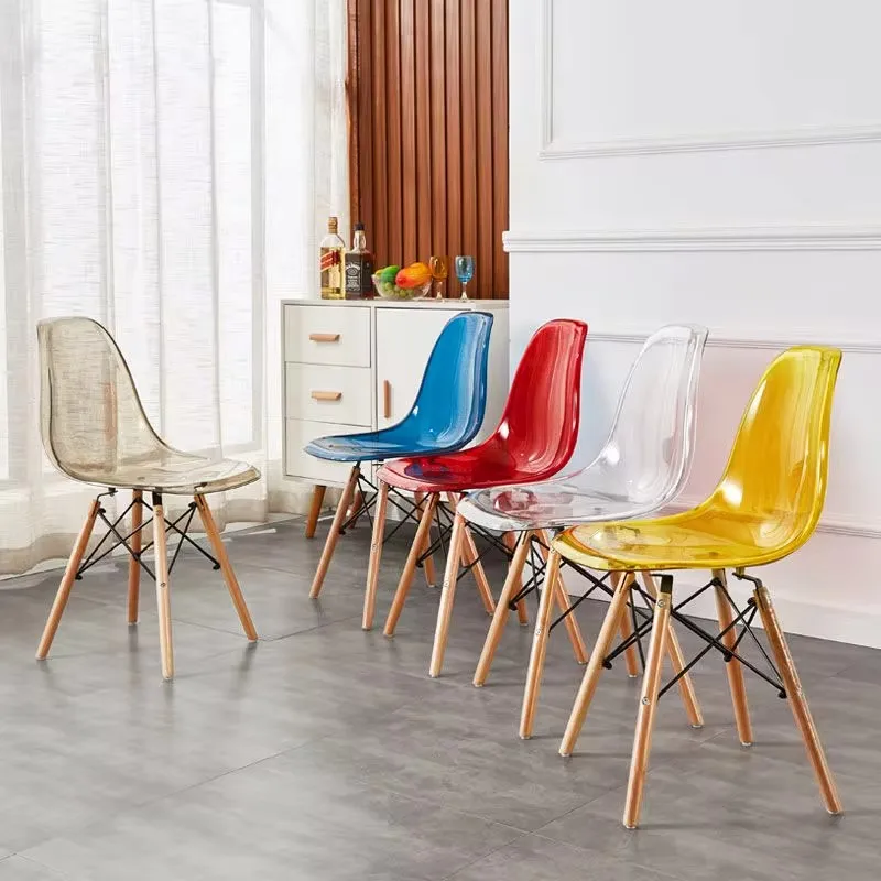 

Acrylic Shell Lounge Dining Chair Home Back Stool Simple Modern Leisure Luxury Single Plastic Chair Transparent Plastic Stool