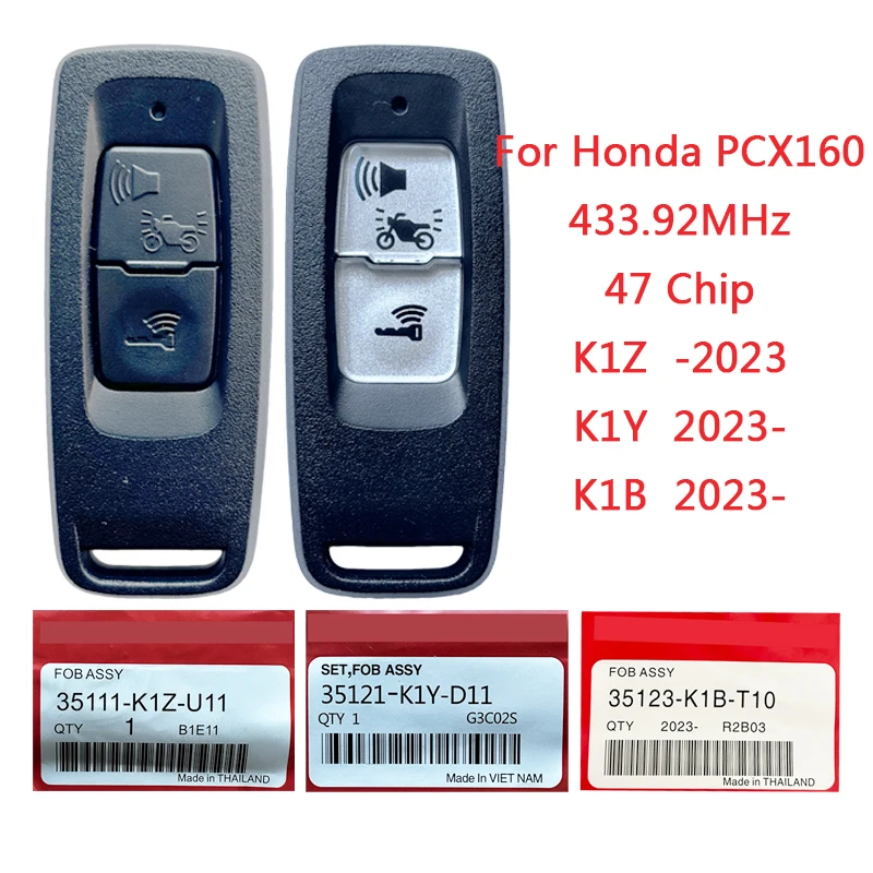 혼다 PCX160 2021-2023 오토바이 원격 키, 433.92MHz 47 칩, FCC ID 35111-K1Z-U11 35121-K1Y-D11 35123-K1B-T10 용 TXM004