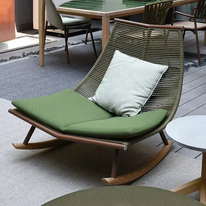 

Кресло-качалка Кресло с откидной спинкой Ленивый Открытый двор из ротанга Балкон Открытая качалка для взрослых маленькая качалка