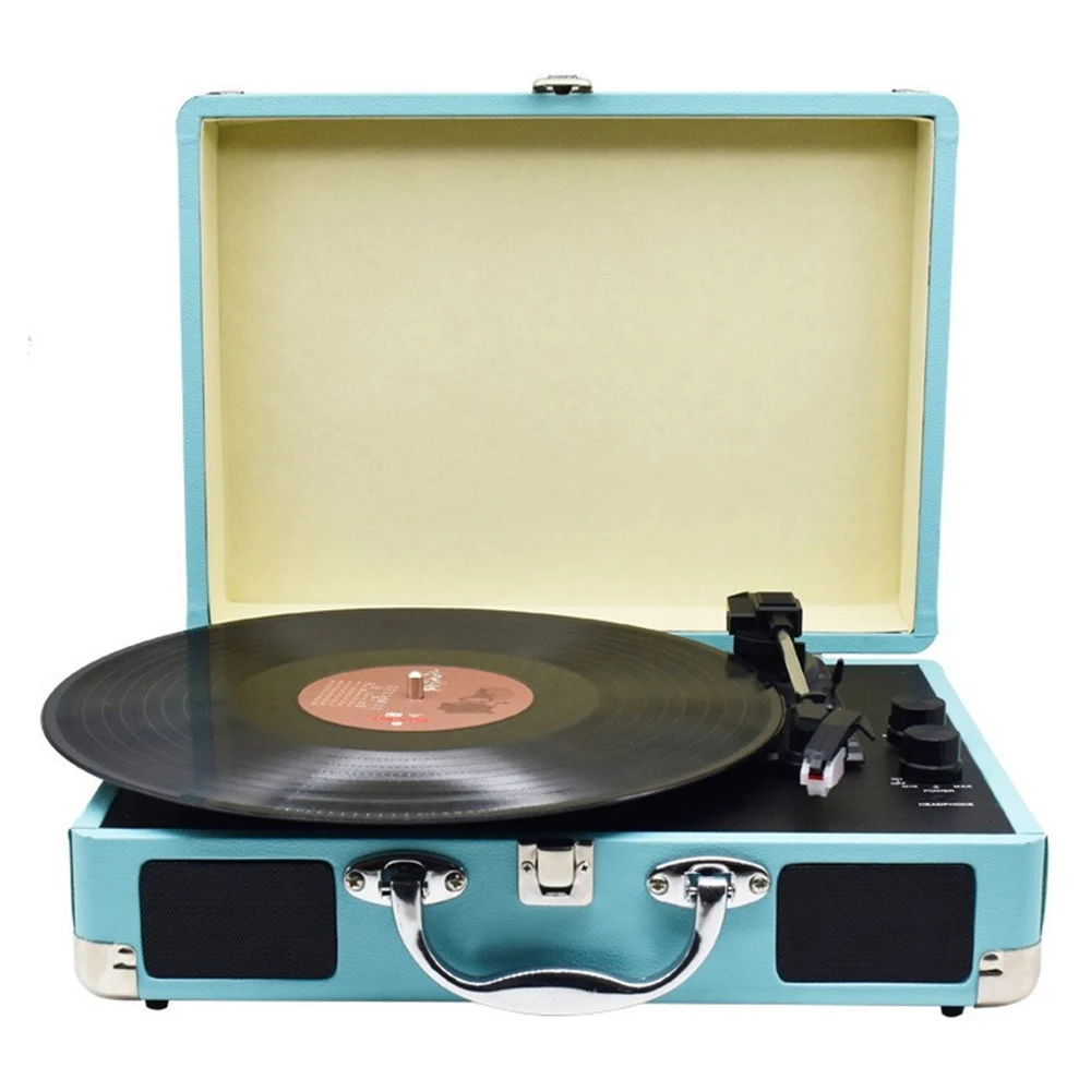 Vinyl Record Player 3-Speed Turntable w/ Built-in Speakers BT Support 3 Size 7” /10” /12” Vinyl Record Belt-Driven Record Player