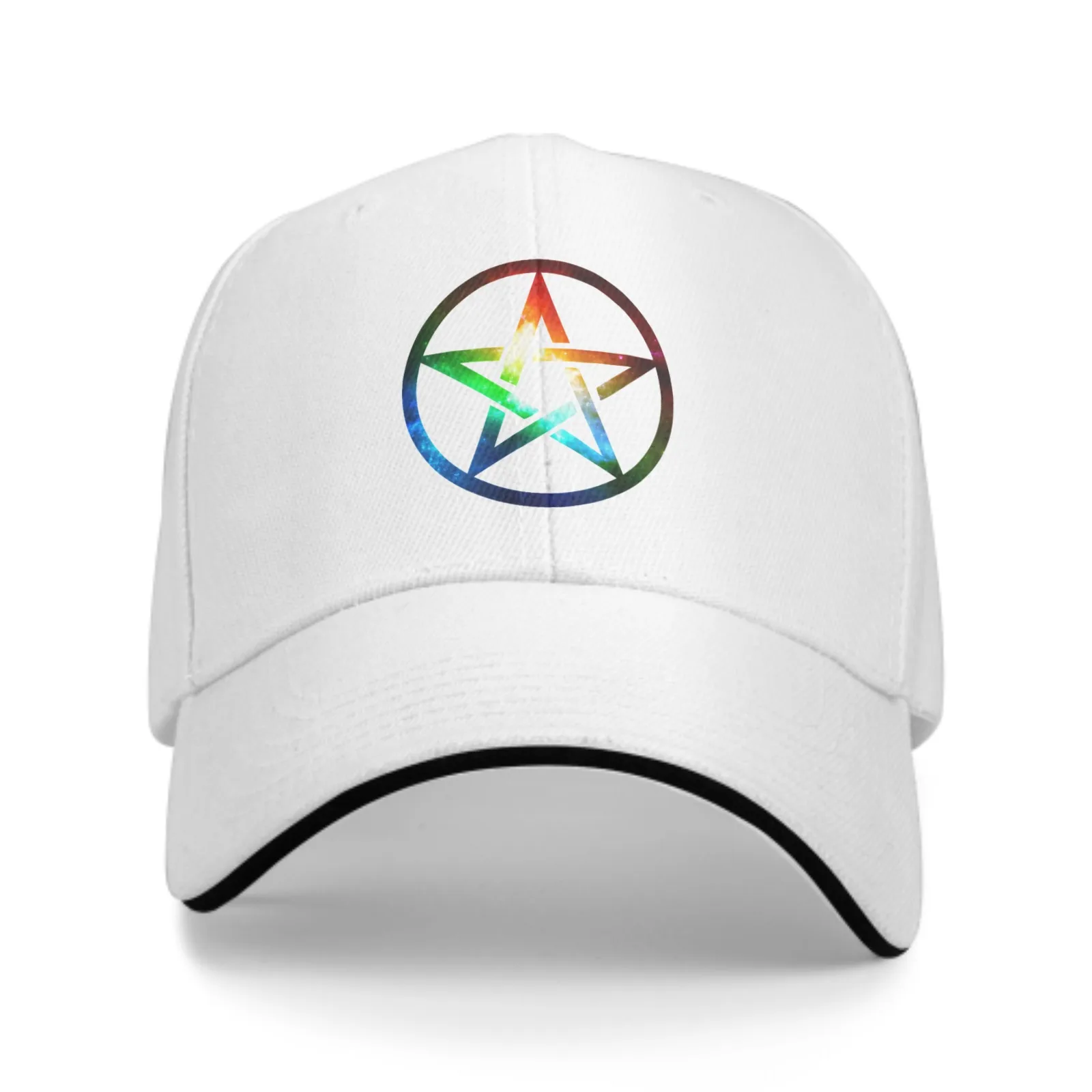 Colorful Pentagram Adjustable Women Men Back Closure Caps Washed Sandwich Caps Sports Outdoor Baseball Hat