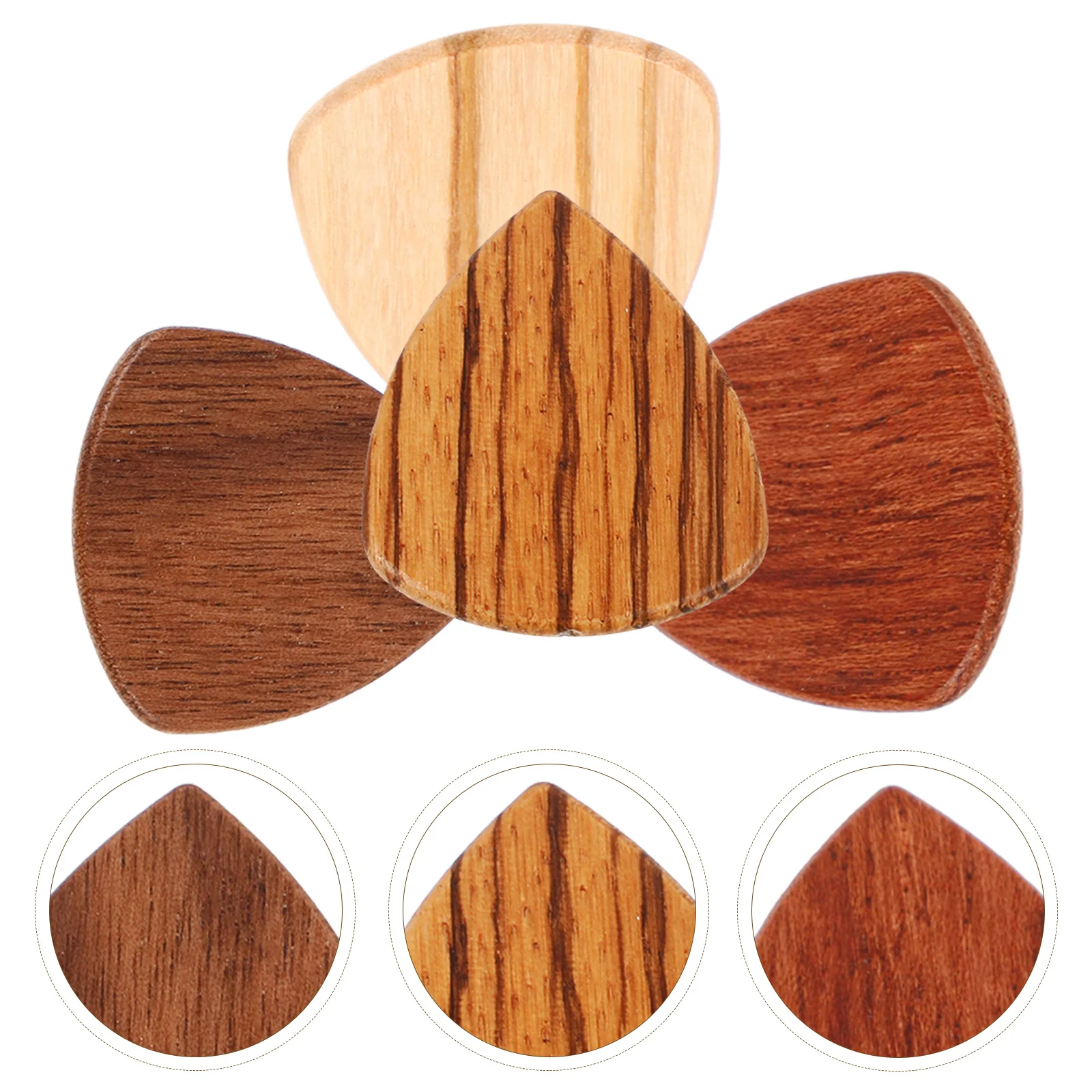 

4 Pcs Wooden Guitar Picks for Electric Bass Acoustic Instruments Sturdy Portable Multi Suitable for Beginners
