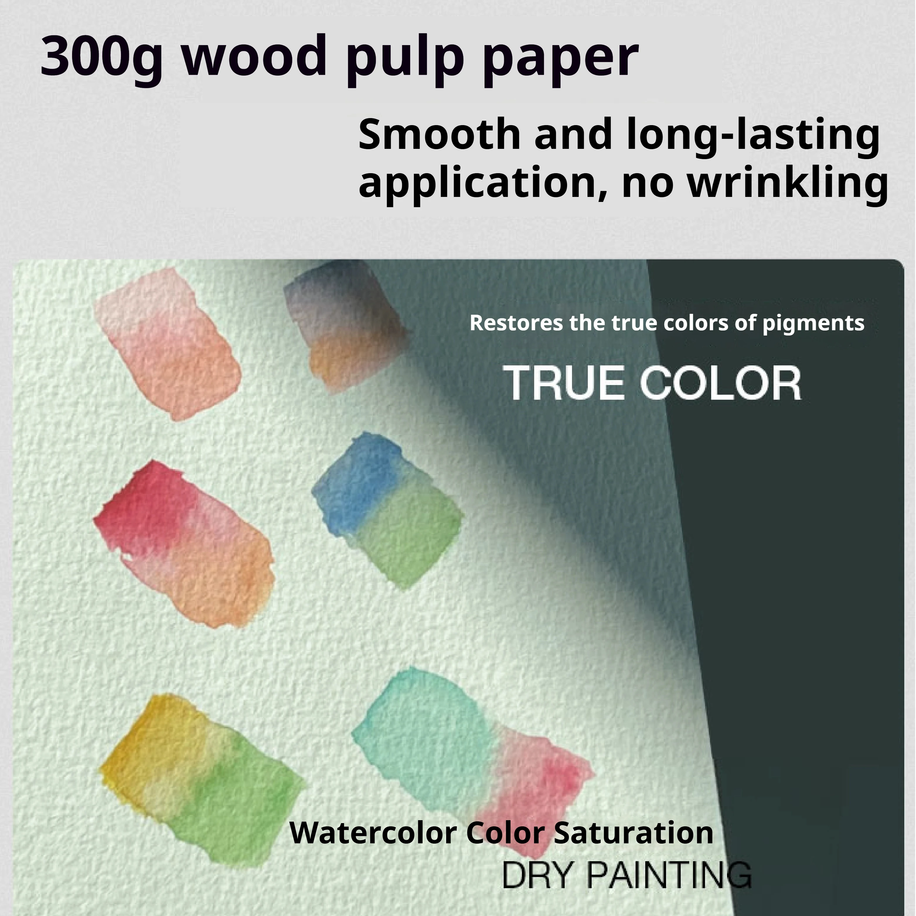 Watercolor sketchbook, medium rough texture,35 sheets in total, 300gsm wood pulp paper, tear-off page design, suitable for art