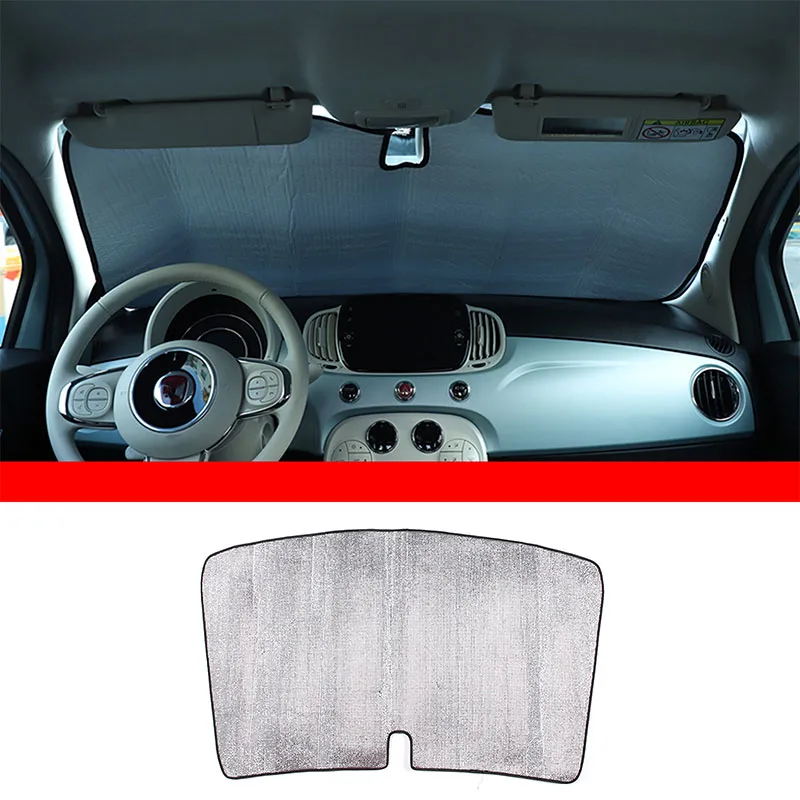 

cheya Aluminum Foil/Silver Tape Car Window Sunshade Windshield Cover for Fiat 500 2007+ Window Sun UV Protect Sunshade 1 Pcs