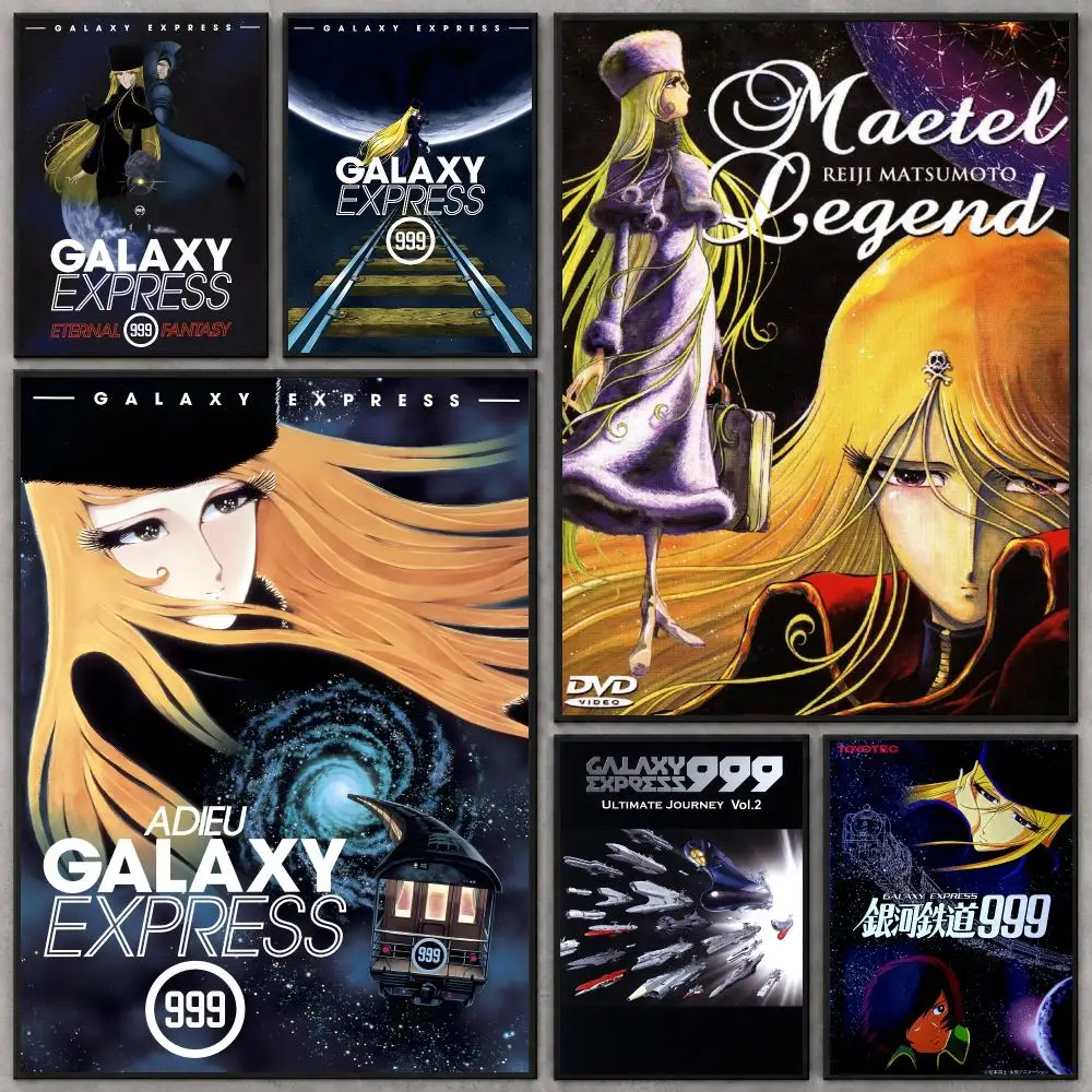 Anime Galaxy Express 999 Poster Waterproof Peel‑and‑Stick Wall Sticker, Art Print for Bar Cafe Living Room